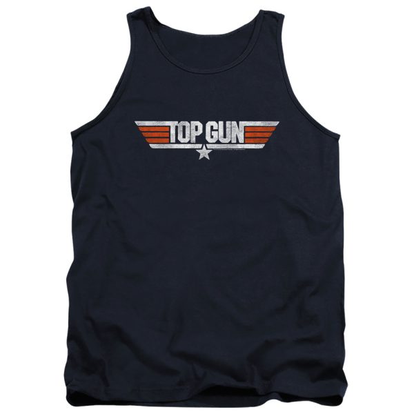 TOP GUN : DISTRESSED LOGO ADULT TANK NAVY MD on Sale