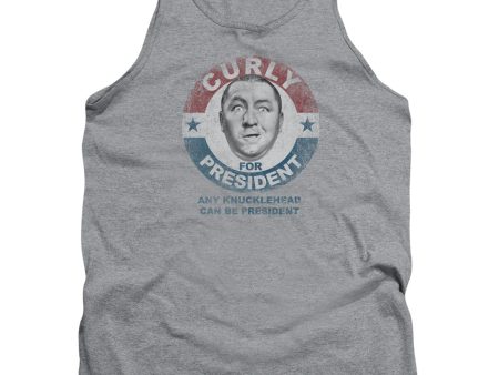 THREE STOOGES : CURLY FOR PRESIDENT ADULT TANK ATHLETIC HEATHER 2X on Sale