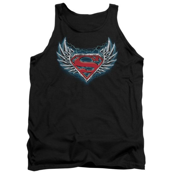 SUPERMAN : STEEL WINGS LOGO ADULT TANK BLACK MD Online now