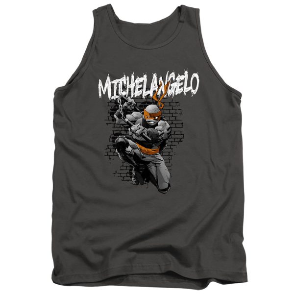 TEENAGE MUTANT NINJA TURTLES : TMNT MICHELANGELO ADULT TANK Charcoal 2X Sale