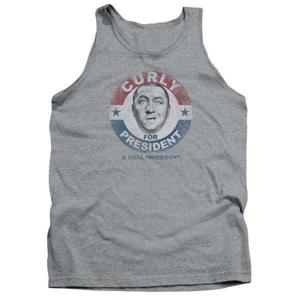 THREE STOOGES : CURLY FOR PRESIDENT ADULT TANK ATHLETIC HEATHER LG For Discount