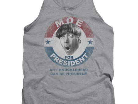 THREE STOOGES : MOE FOR PRESIDENT ADULT TANK ATHLETIC HEATHER SM Online Sale