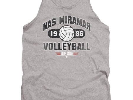 TOP GUN : NAS MIRAMAR VOLLEYBALL ADULT TANK ATHLETIC HEATHER SM Sale