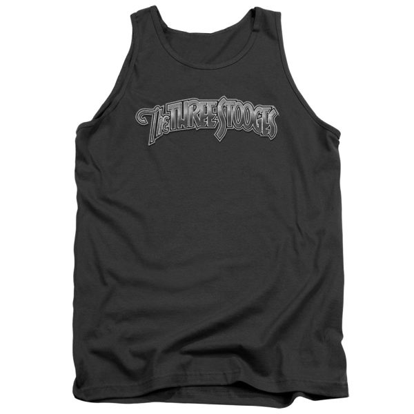 THREE STOOGES : METALLIC LOGO ADULT TANK CHARCOAL SM Online Hot Sale