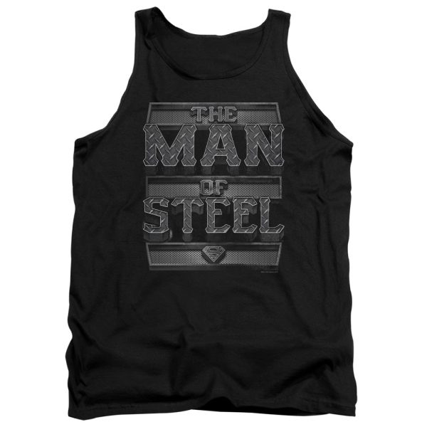 SUPERMAN : STEEL TEXT ADULT TANK BLACK MD Cheap