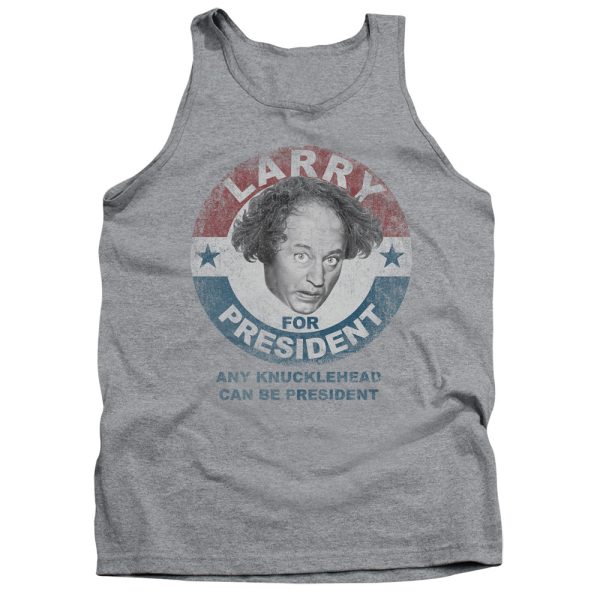 THREE STOOGES : LARRY FOR PRESIDENT ADULT TANK ATHLETIC HEATHER MD Discount